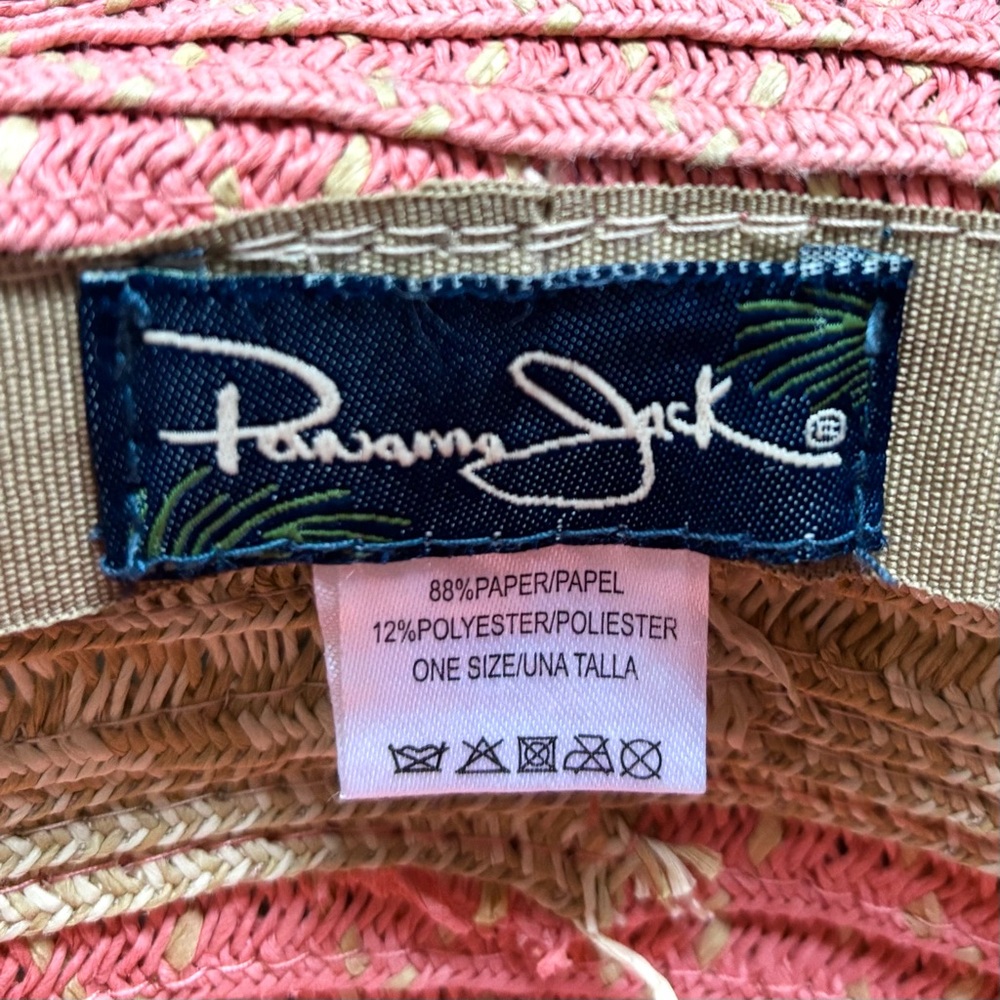 PANAMA JACK Vintage Woven Safari Straw Fedora Pinched Crown Unisex Beach Sun Hat - Picture 2 of 8